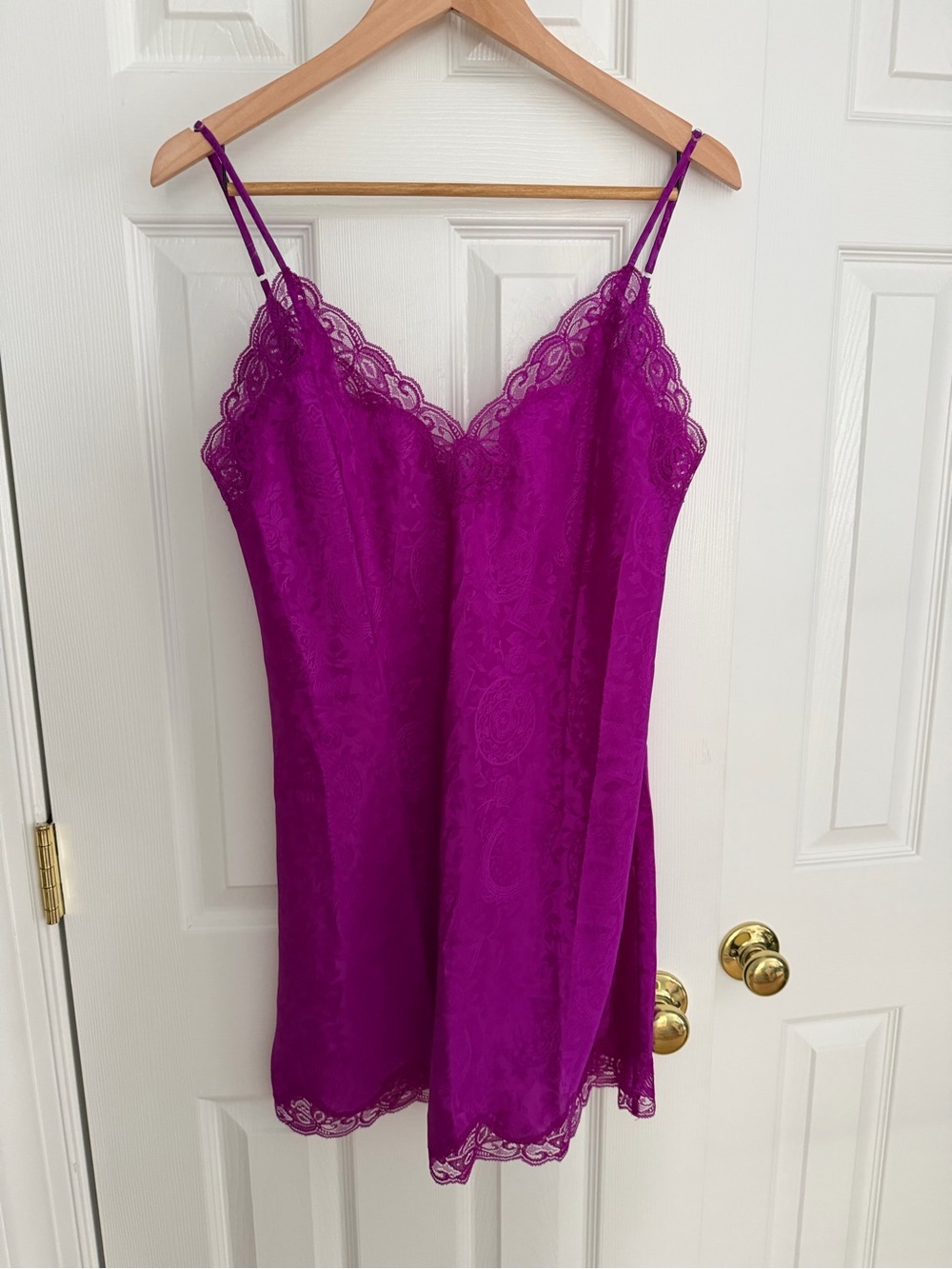 Vintage Victoria's Secret Fuchsia Lace-Trim Slip Dress